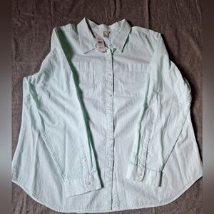 Ll Bean Vacationland Seesucker Shirt Womens Size 2X